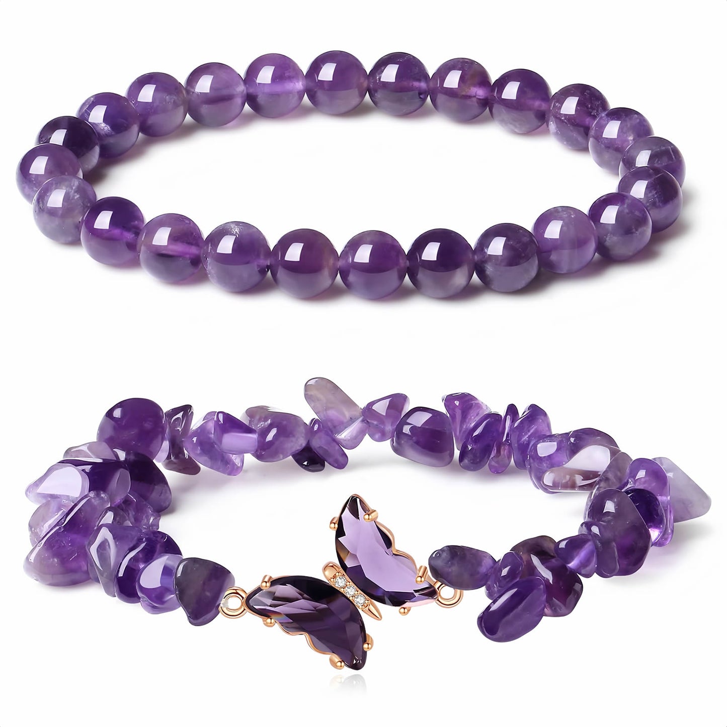Butterfly Crystal Beaded Bracelet Set