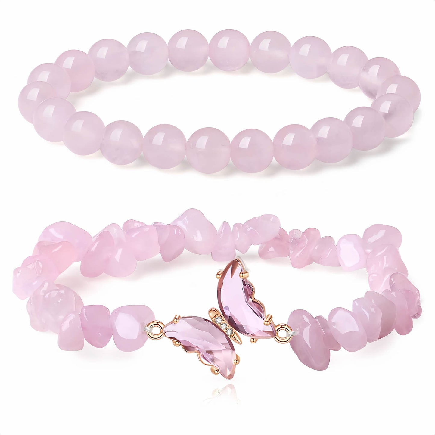 Butterfly Crystal Beaded Bracelet Set