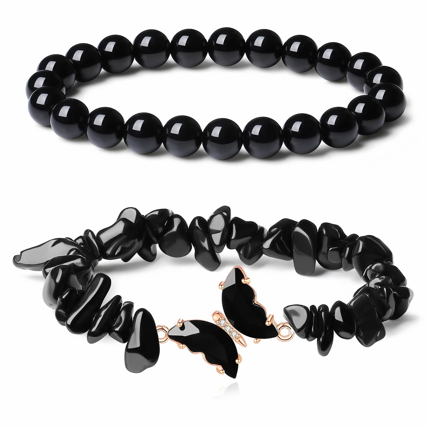 Butterfly Crystal Beaded Bracelet Set