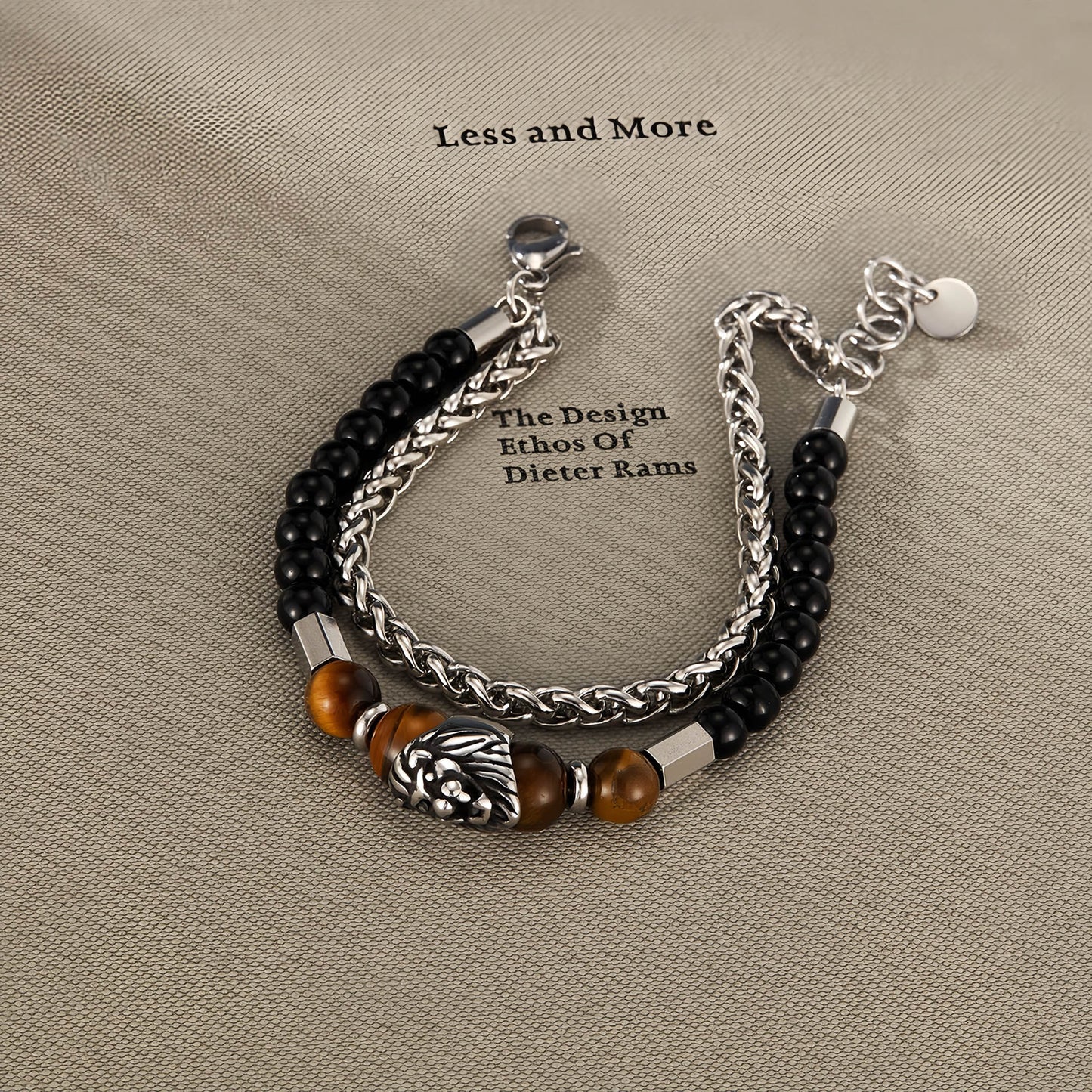 Tiger Eye Beaded Lion Head Bracelet