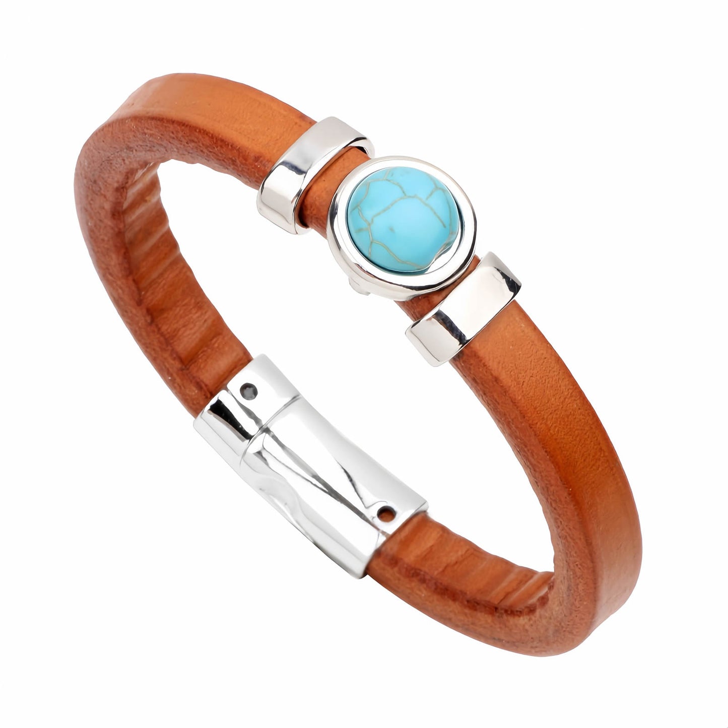 Vintage Turquoise Leather Bracelet for Men