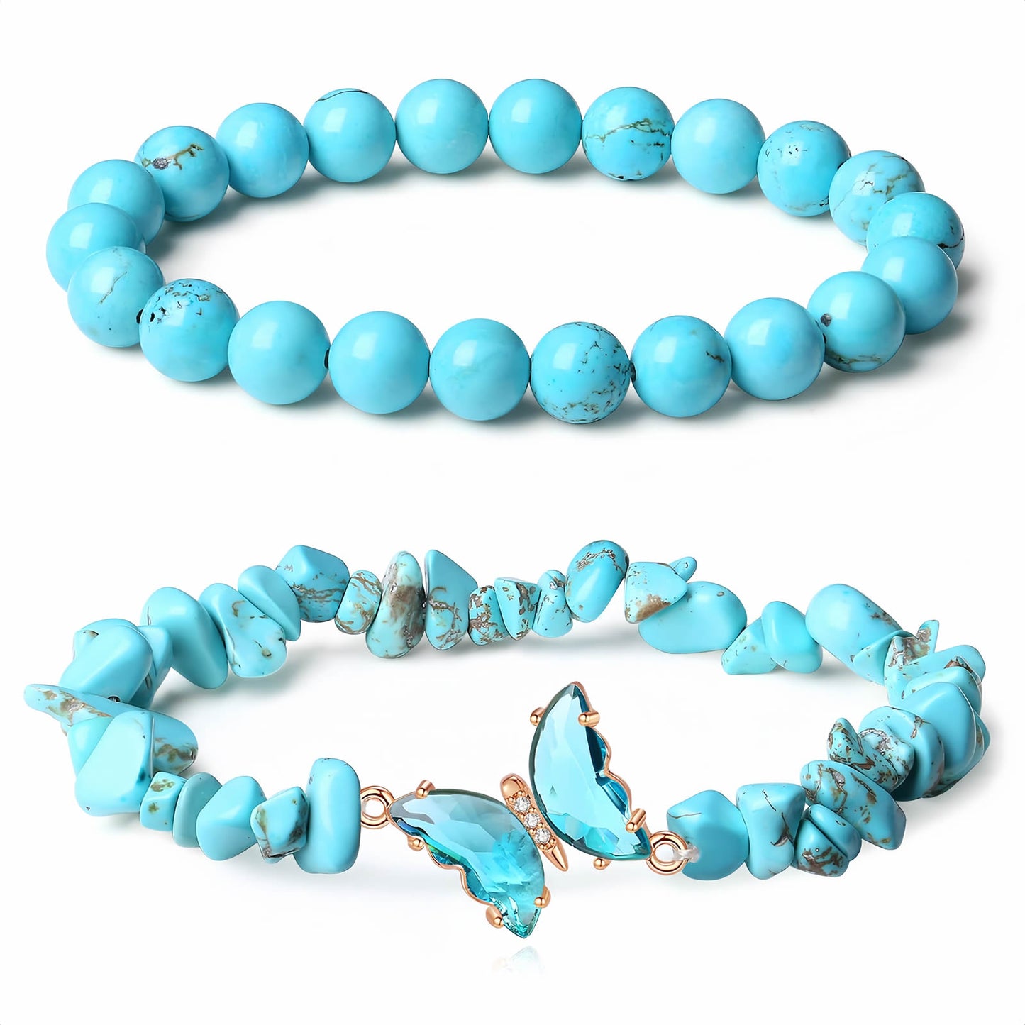 Butterfly Crystal Beaded Bracelet Set