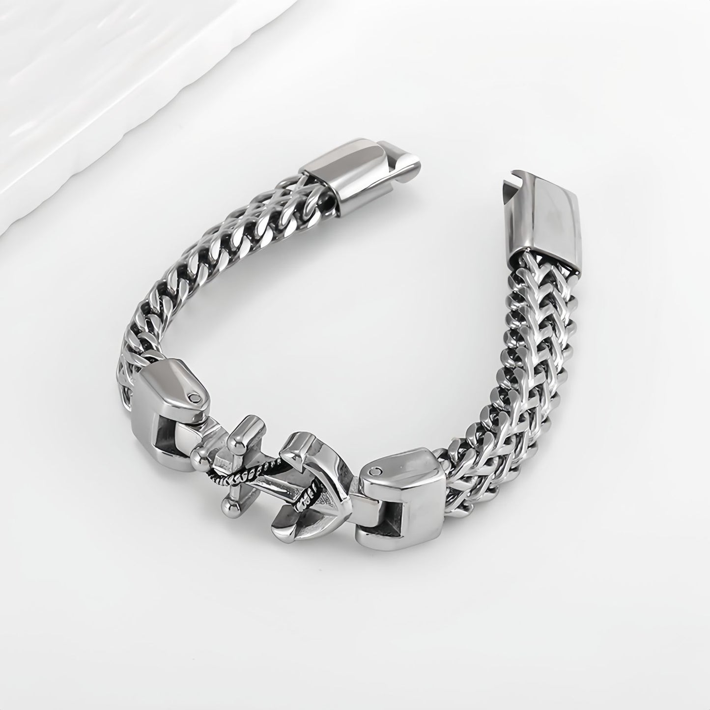 Anchor-Lock Titanium Steel Men's Bracelet