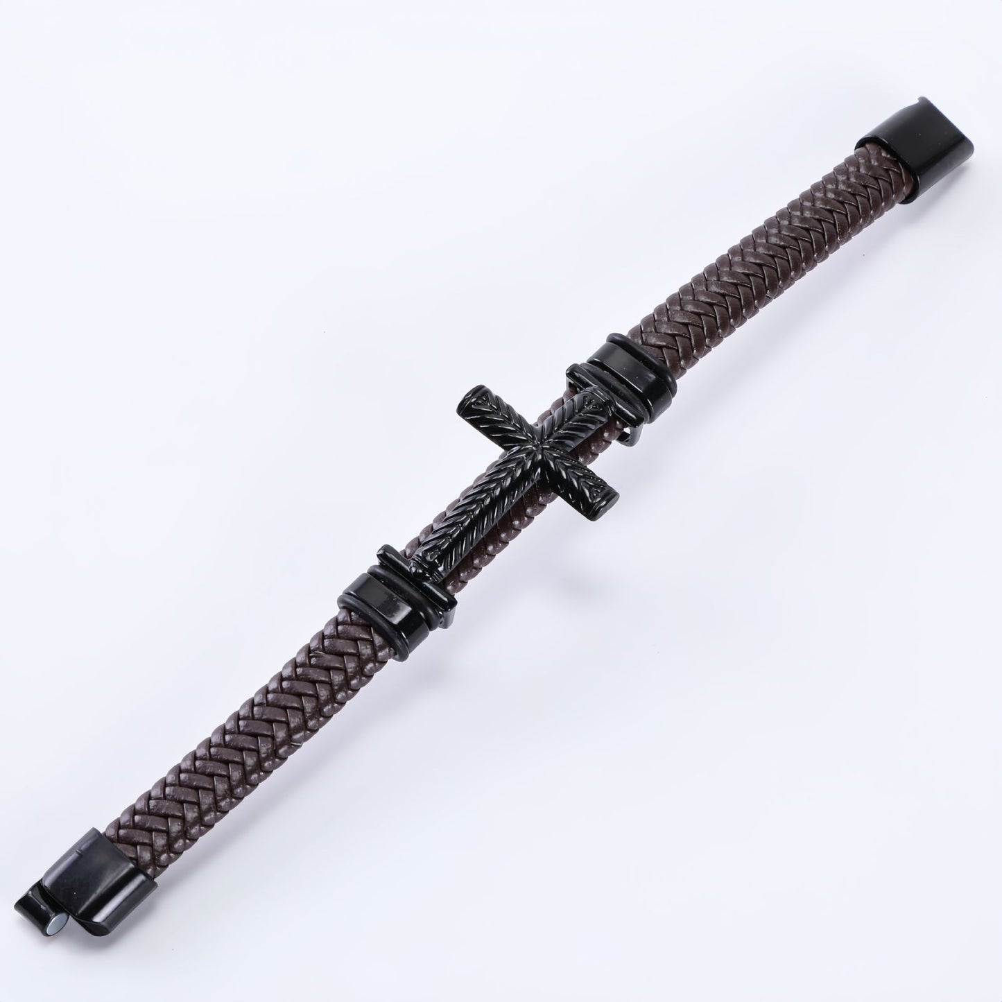 Men’s Punk Cross Leather Bracelet