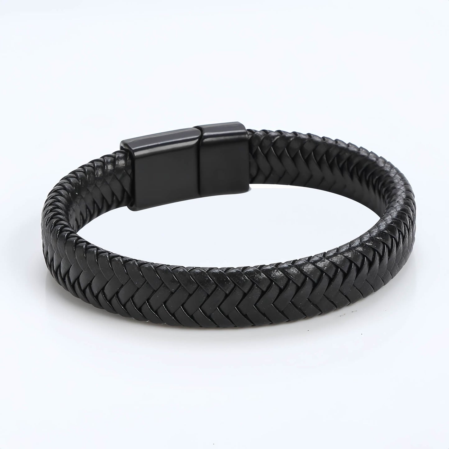 Men’s Braided Leather Bracelet with Magnetic Clasp