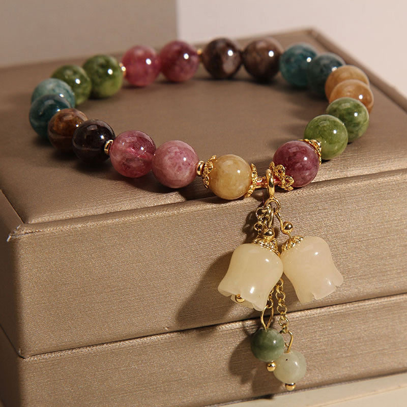Multicolored Tourmaline Beaded Bracelet