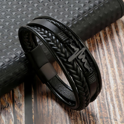 Men's Heartbeat Leather Bracelet