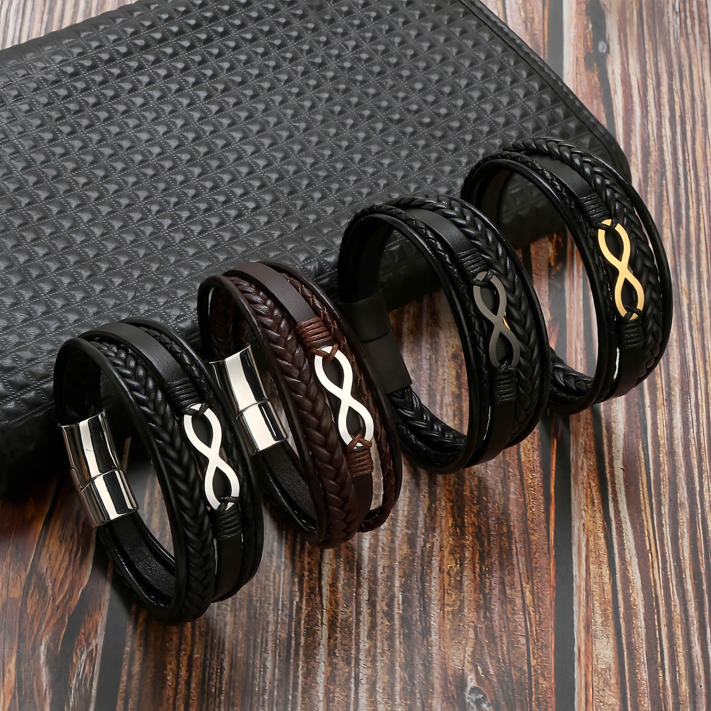 Infinity Symbol Leather Bracelet for Men