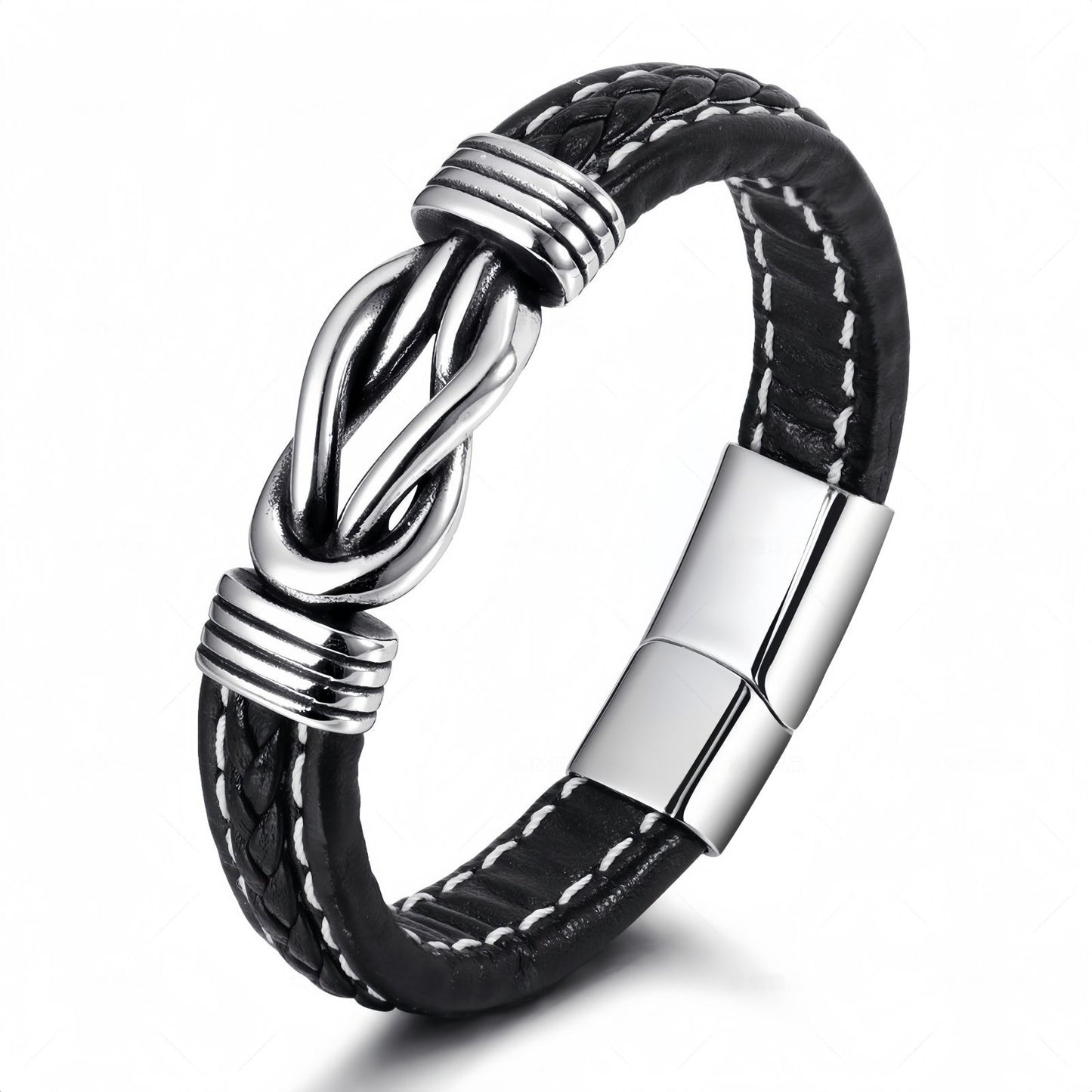 Titanium Steel Knot Leather Bracelet