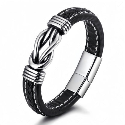 Titanium Steel Knot Leather Bracelet