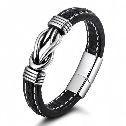 Titanium Steel Knot Leather Bracelet