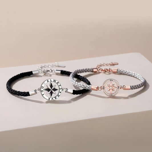 Eight-Point Star Compass Couple Bracelet