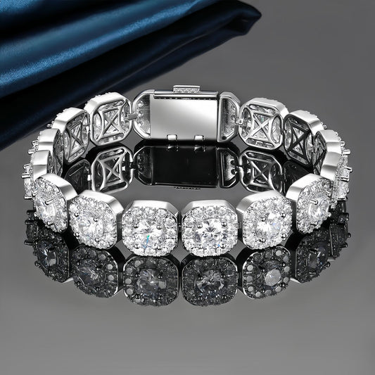 Wide Iced Tennis Bracelet
