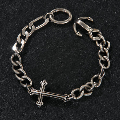 Cross Charm Curb Chain Bracelet