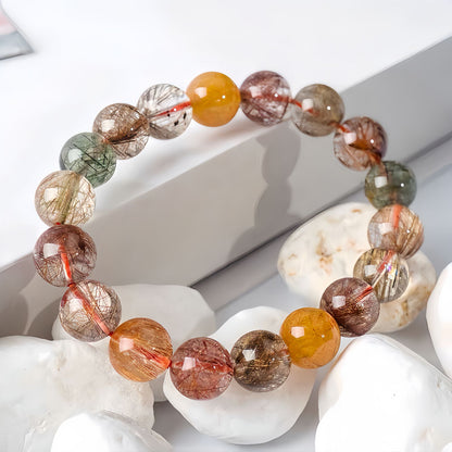 Multi-Color Rutilated Quartz Bracelet with Fortune
