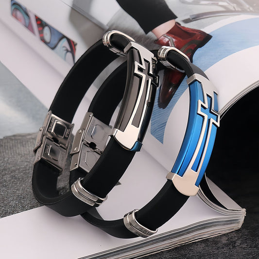 Cross Plate Silicone Bracelet