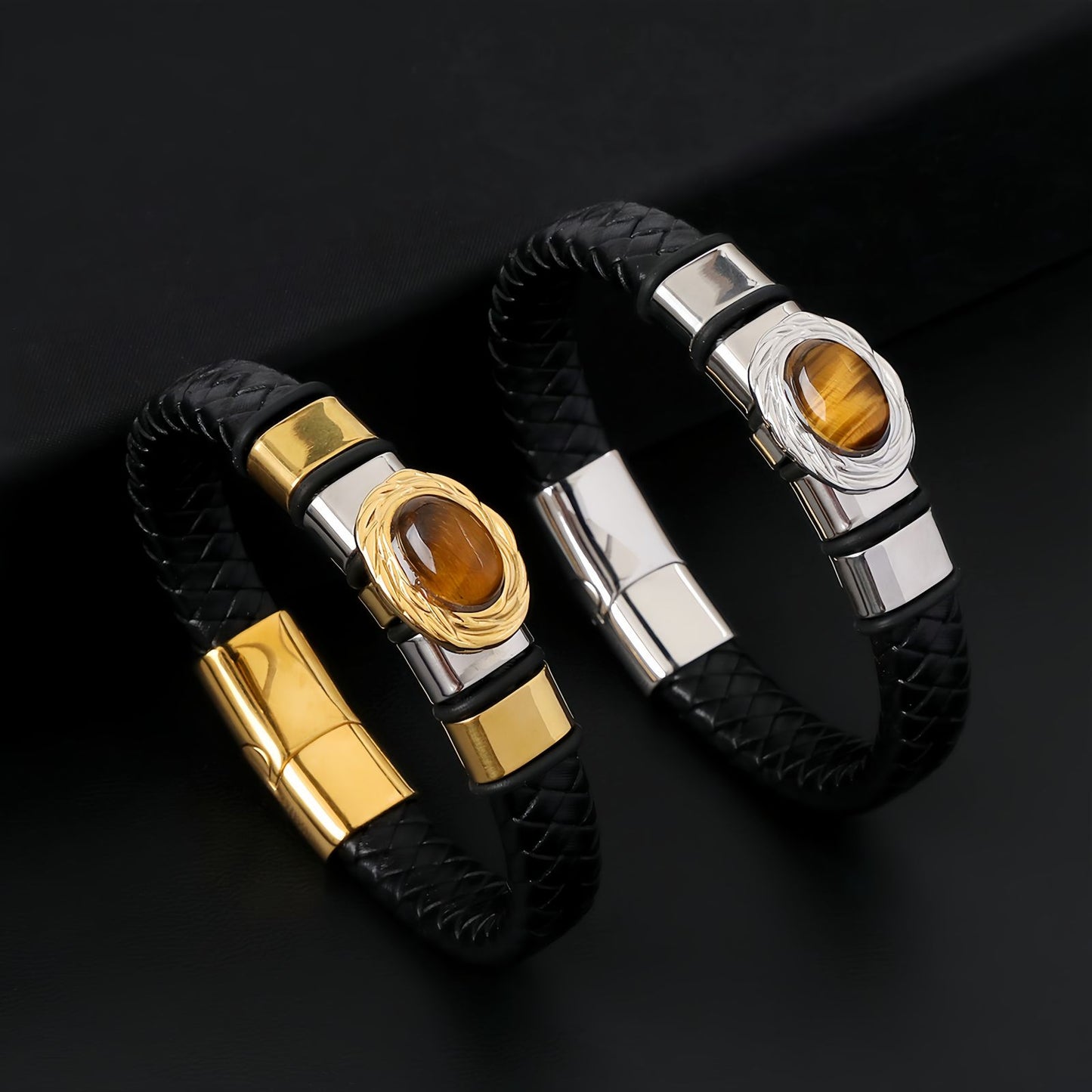 Tiger Eye Inlay Men's Bracelet