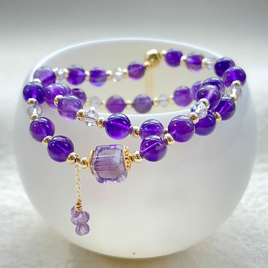 Amethyst Double Wrap Beaded Bracelet
