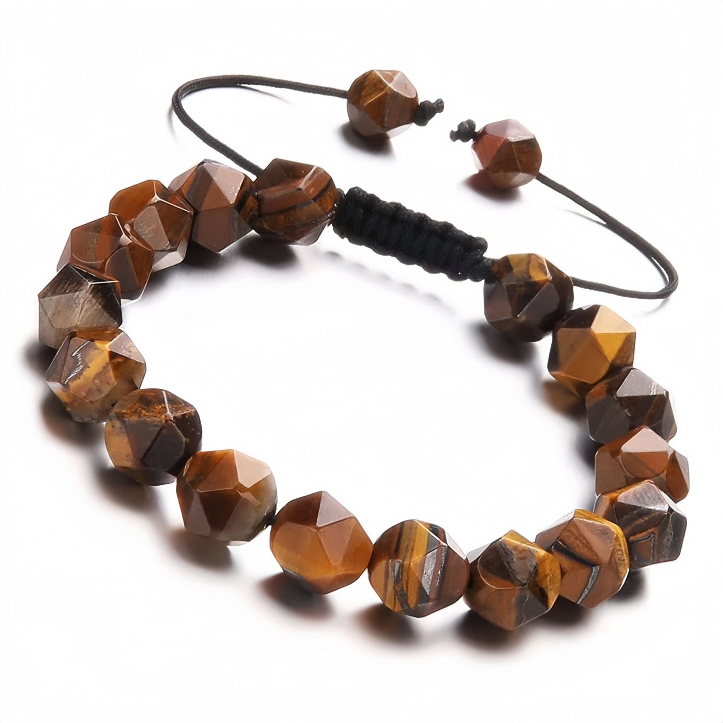 Faceted Tiger Eye Bracelet with Geometric Cut Beads