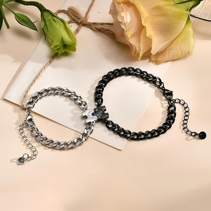 Heart Puzzle Couple Bracelet Set