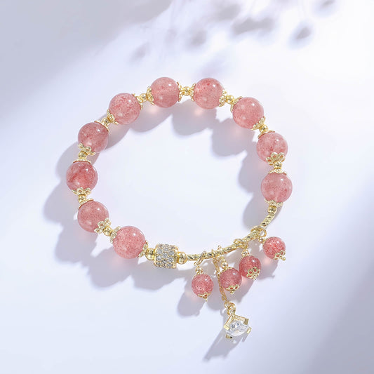 Strawberry Quartz Beaded Bracelet