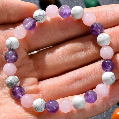 Sleep-Calming Amethyst & Rose Quartz Bracelet