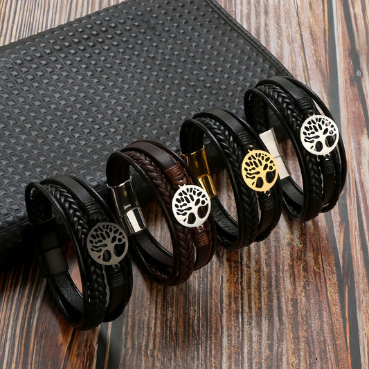 Tree of Life Leather Bracelet for Men