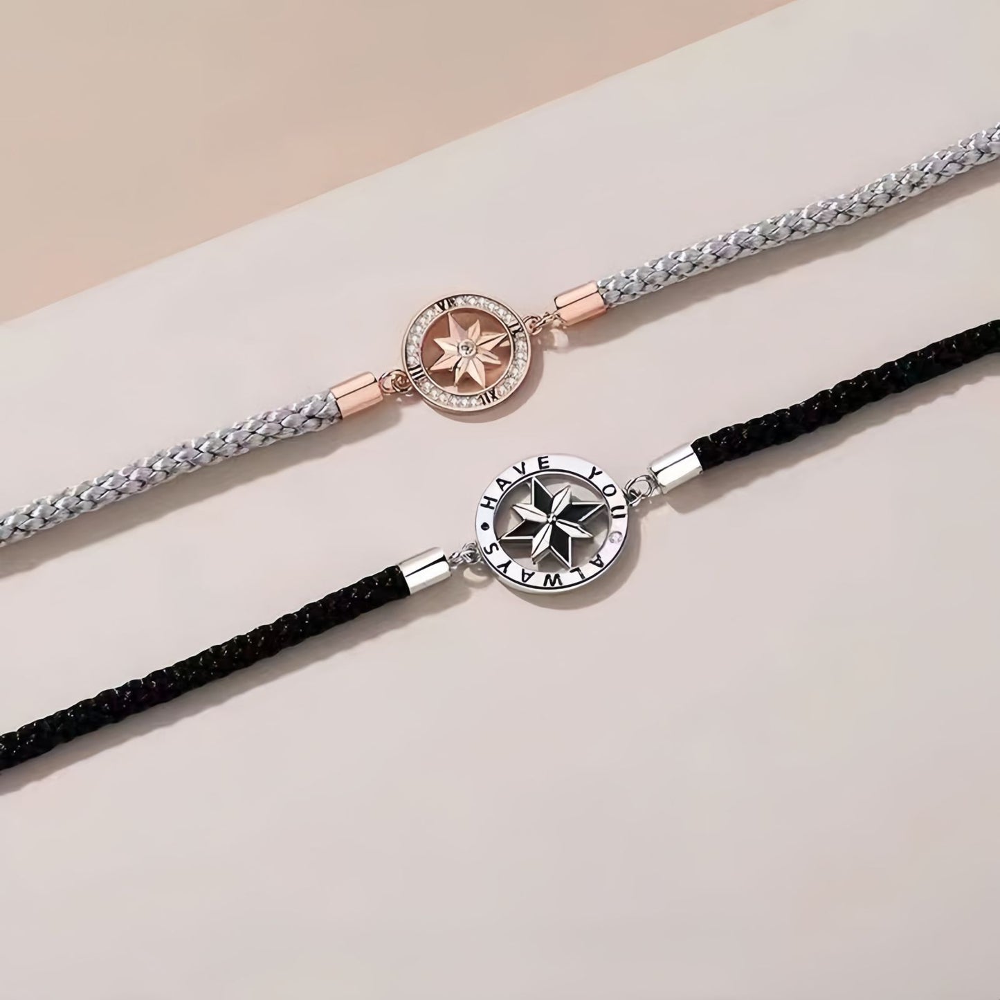 Eight-Point Star Compass Couple Bracelet