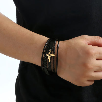 Men's Heartbeat Leather Bracelet