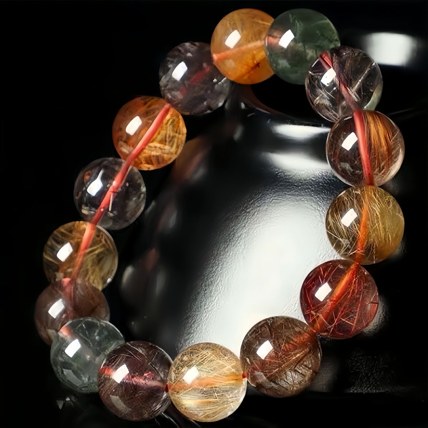 Multi-Color Rutilated Quartz Bracelet with Fortune