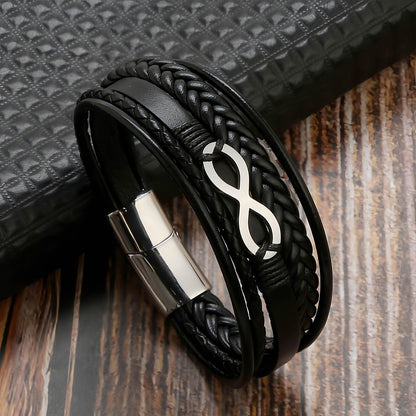 Infinity Symbol Leather Bracelet for Men