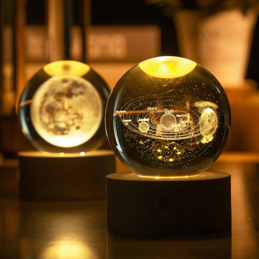3D Crystal Ball Lamp | Crystal Ball Night Lamp | 3D Galaxy Crystal Ball ...