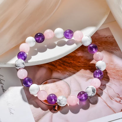 Sleep-Calming Amethyst & Rose Quartz Bracelet
