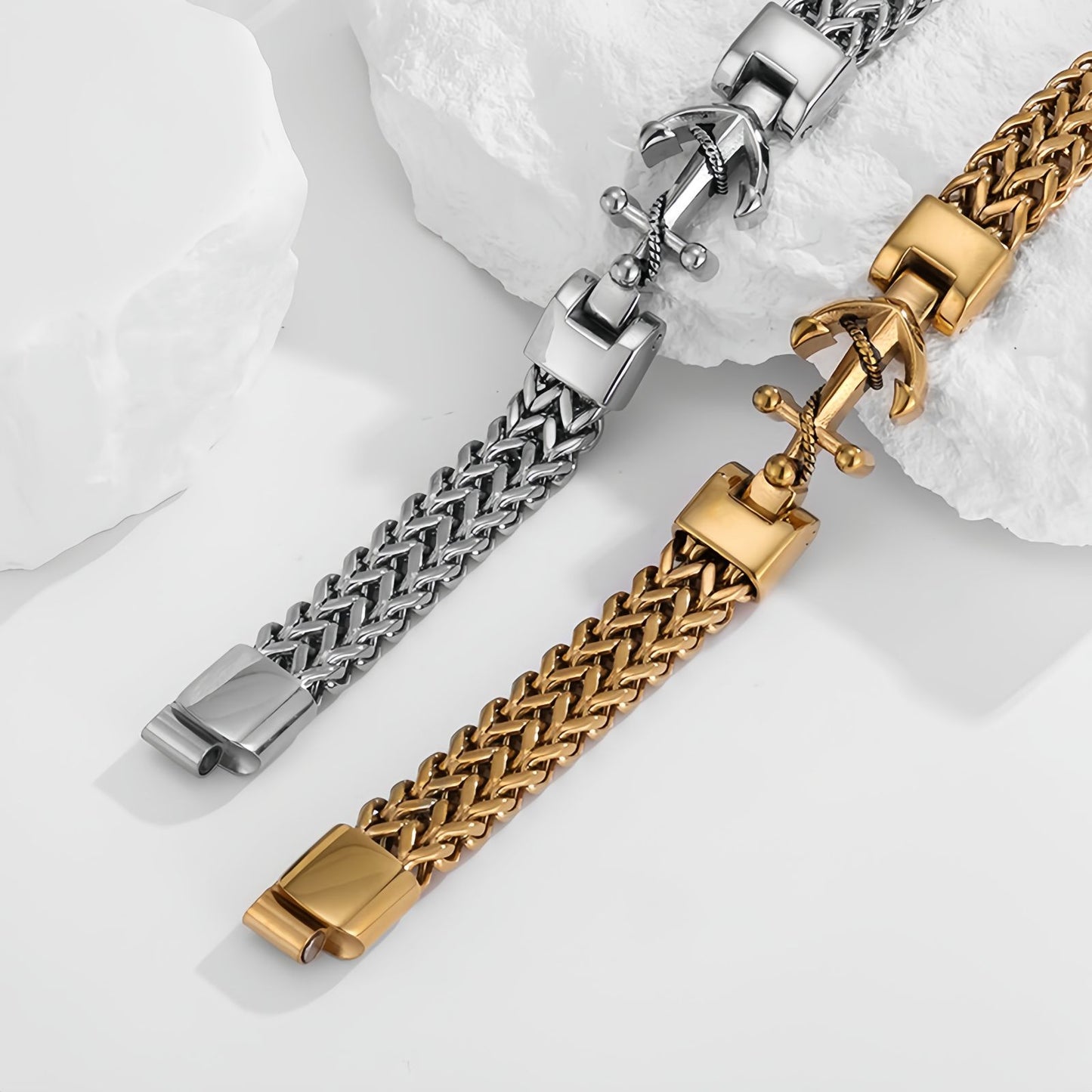 Anchor-Lock Titanium Steel Men's Bracelet