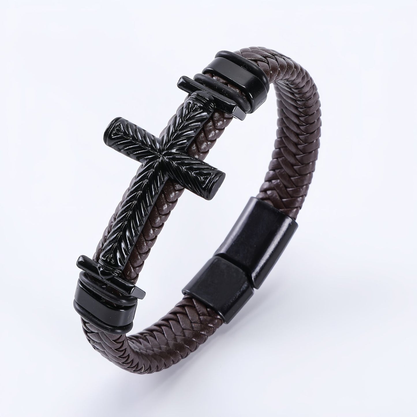 Men’s Punk Cross Leather Bracelet