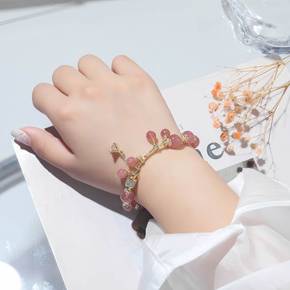 Strawberry Quartz Beaded Bracelet