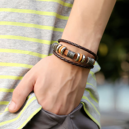 Vintage Tribal Leather Men's Bracelet