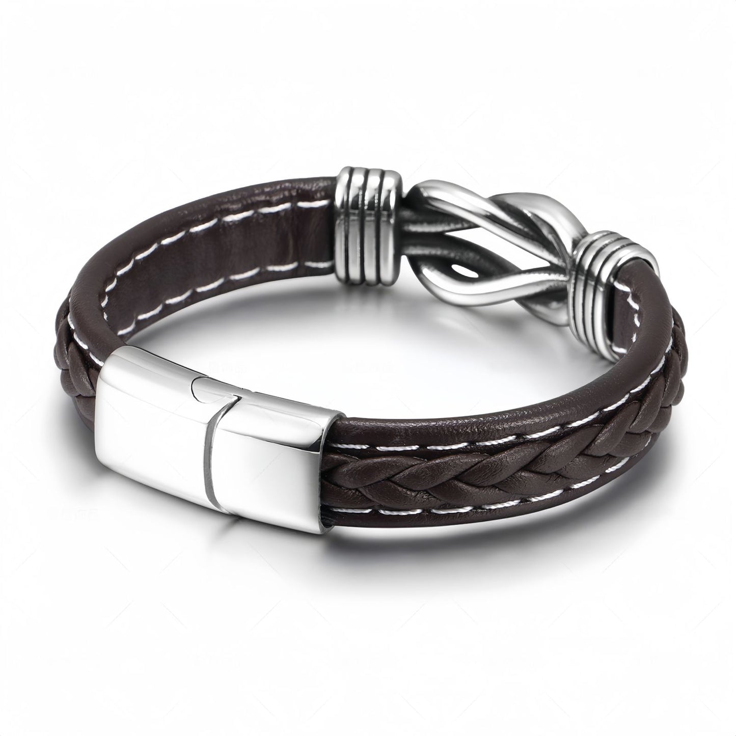 Titanium Steel Knot Leather Bracelet