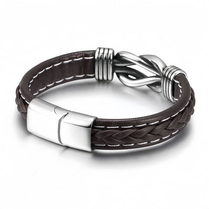 Titanium Steel Knot Leather Bracelet