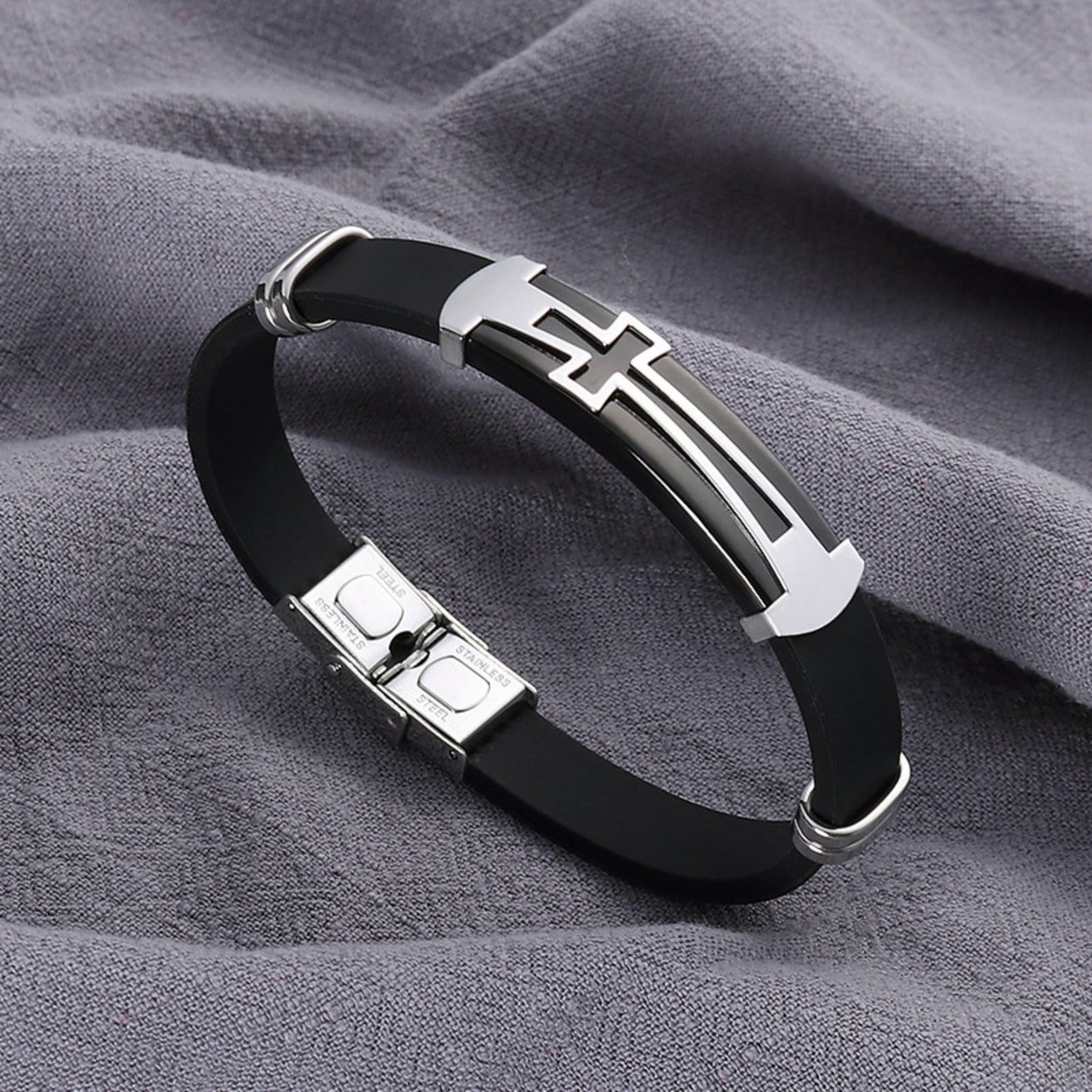 Cross Plate Silicone Bracelet