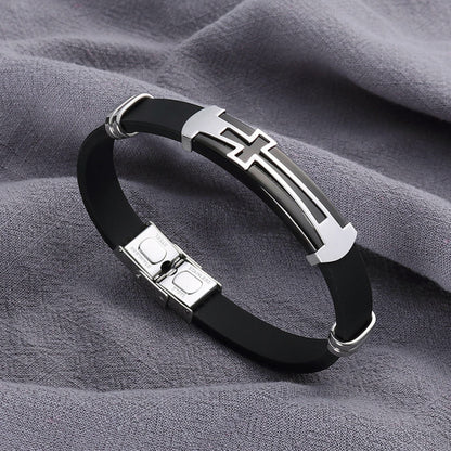 Cross Plate Silicone Bracelet