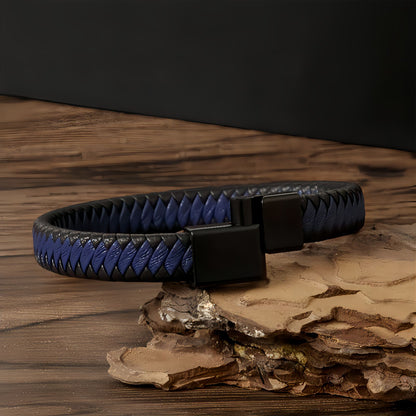 Men's Two-Tone Braided Leather Bracelet