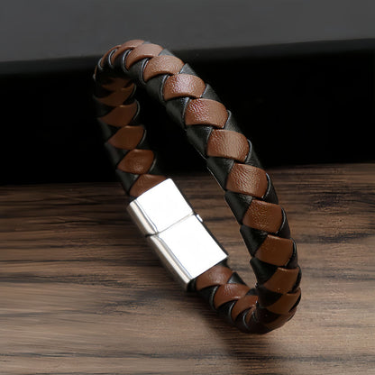 Men's Thick Braided Leather Cuff