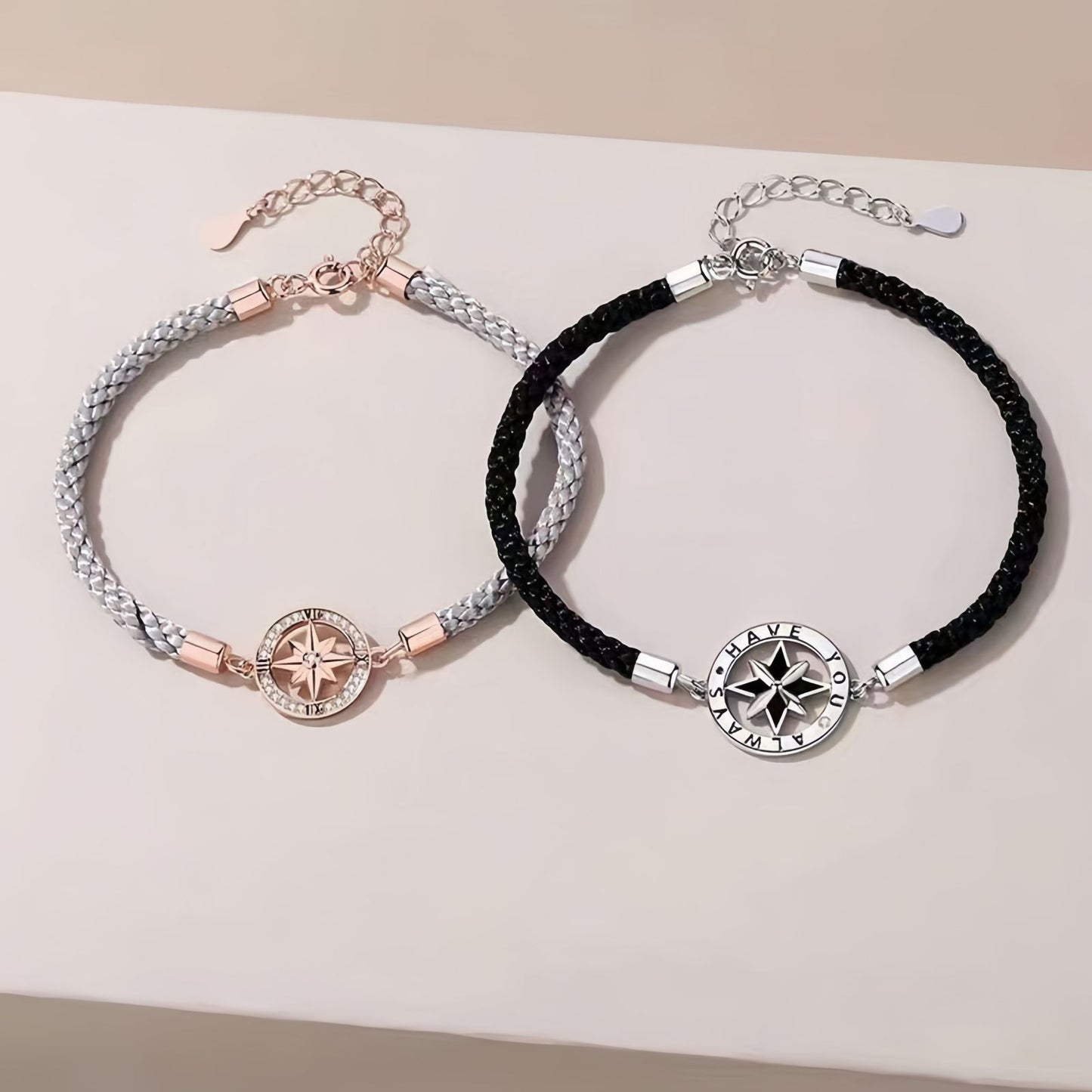 Eight-Point Star Compass Couple Bracelet
