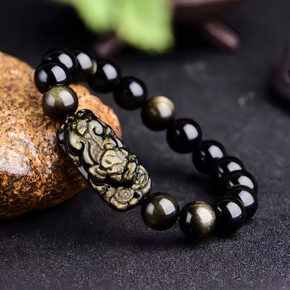 Wealth-Attracting Dual Gold-Eyed Pixiu Bracelet
