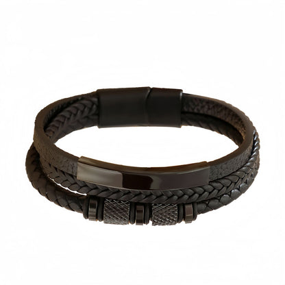 Men’s Geometric Multi-Layer Leather Bracelet