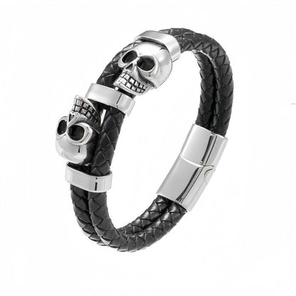 Bold Skull Men’s Leather Bracelet
