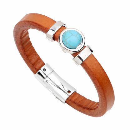 Vintage Turquoise Leather Bracelet for Men