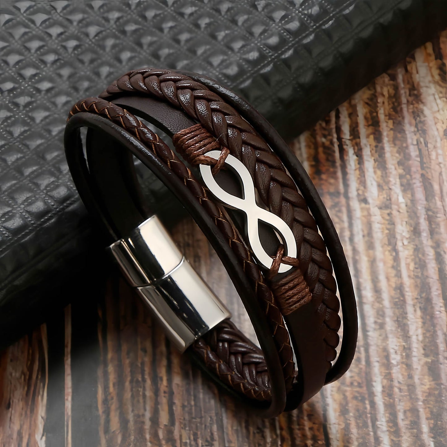 Infinity Symbol Leather Bracelet for Men