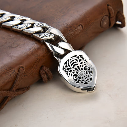 Men’s Cuban Chain Bracelet with Lion Shield